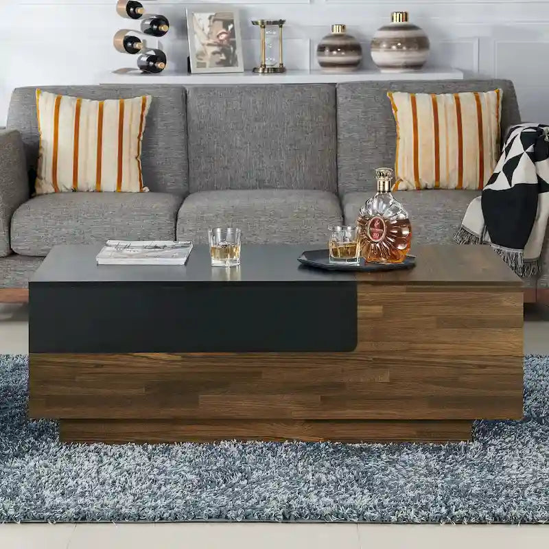Table basse DH BASIC Transitional Brown 47 pouces à 1 étagère avec plateau coulissant par Denhour