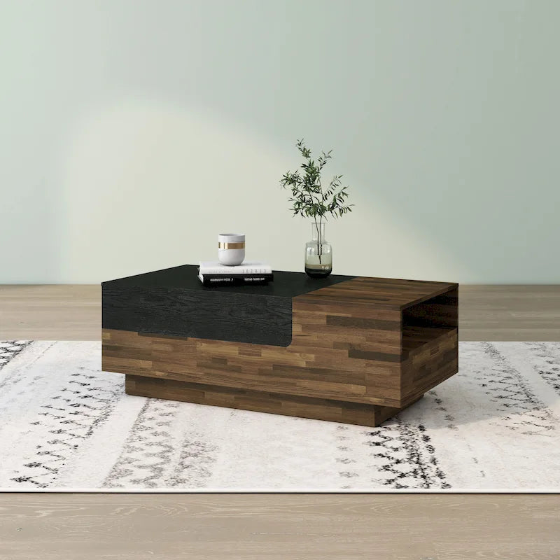 Table basse DH BASIC Transitional Brown 47 pouces à 1 étagère avec plateau coulissant par Denhour