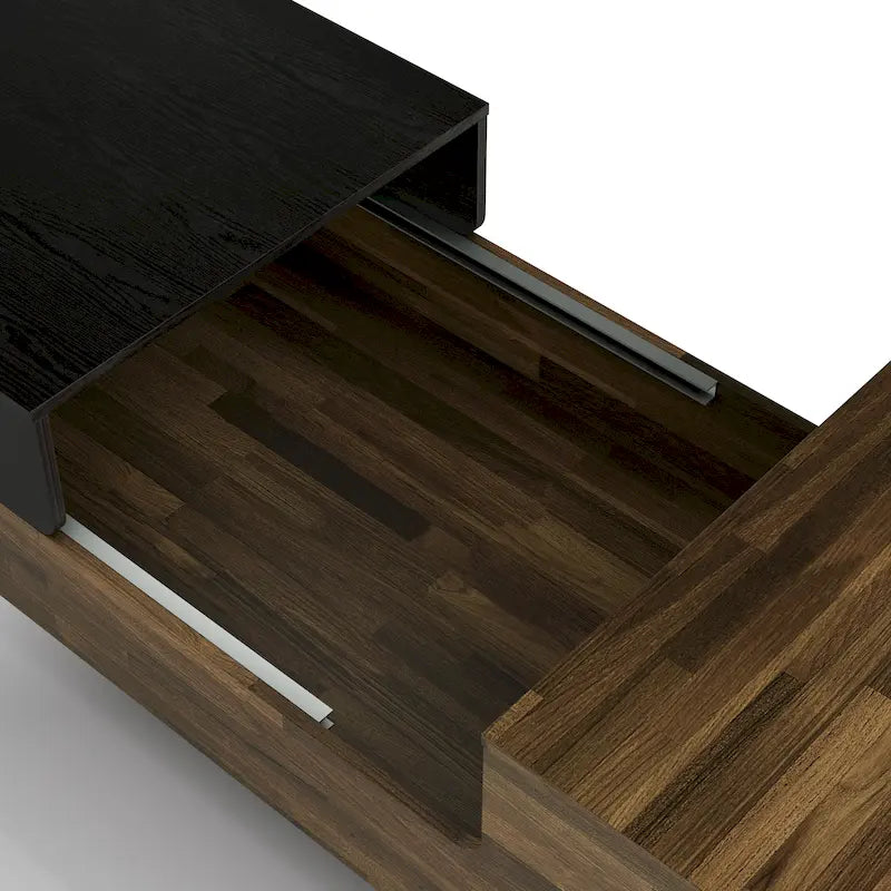 Table basse DH BASIC Transitional Brown 47 pouces à 1 étagère avec plateau coulissant par Denhour