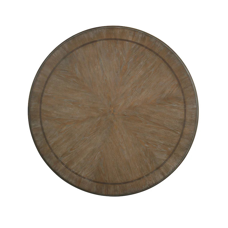 Table de salle à manger ronde en bois blanc antique de 60 pouces de style ferme Caelum de Gray Barn