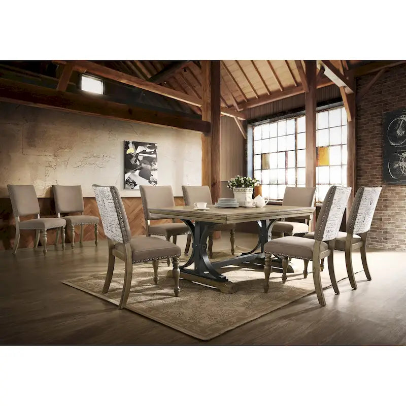 Ensemble de table à manger à rallonge amovible 9 pièces Roundhill Furniture Birmingham