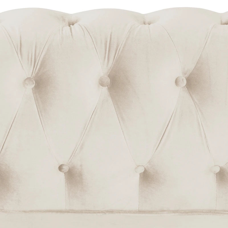 Canapé Chesterfield Morden Fort en velours, orné de clous décoratifs et doté de pieds massifs, pour salon
