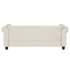 Canapé Chesterfield Morden Fort en velours, orné de clous décoratifs et doté de pieds massifs, pour salon