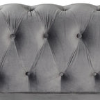 Canapé Chesterfield Morden Fort en velours, orné de clous décoratifs et doté de pieds massifs, pour salon