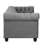 Canapé Chesterfield Morden Fort en velours, orné de clous décoratifs et doté de pieds massifs, pour salon