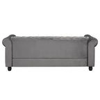 Canapé Chesterfield Morden Fort en velours, orné de clous décoratifs et doté de pieds massifs, pour salon