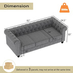 Canapé Chesterfield Morden Fort en velours, orné de clous décoratifs et doté de pieds massifs, pour salon