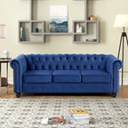 Canapé Chesterfield Morden Fort en velours, orné de clous décoratifs et doté de pieds massifs, pour salon