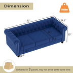 Canapé Chesterfield Morden Fort en velours, orné de clous décoratifs et doté de pieds massifs, pour salon