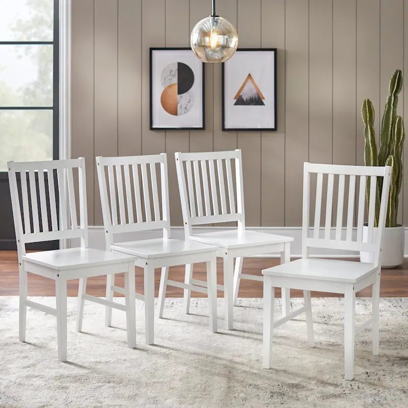 Chaises de salle à manger Simple Living à dossier à lattes en bois massif (ensemble de 4)