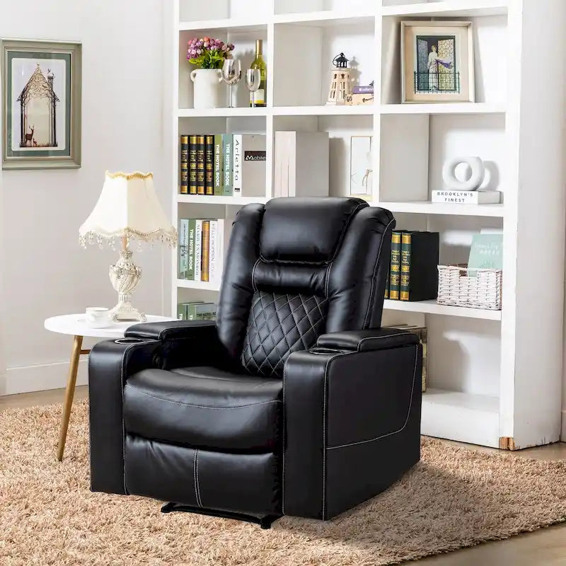 Breathable Leather Home Theater Seating with with USB Ports and Cup Holders