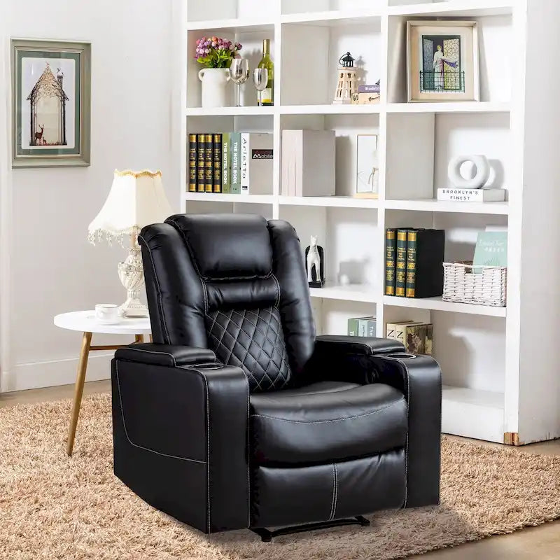 Fauteuils de cinéma maison en cuir respirant avec ports USB et porte-gobelets