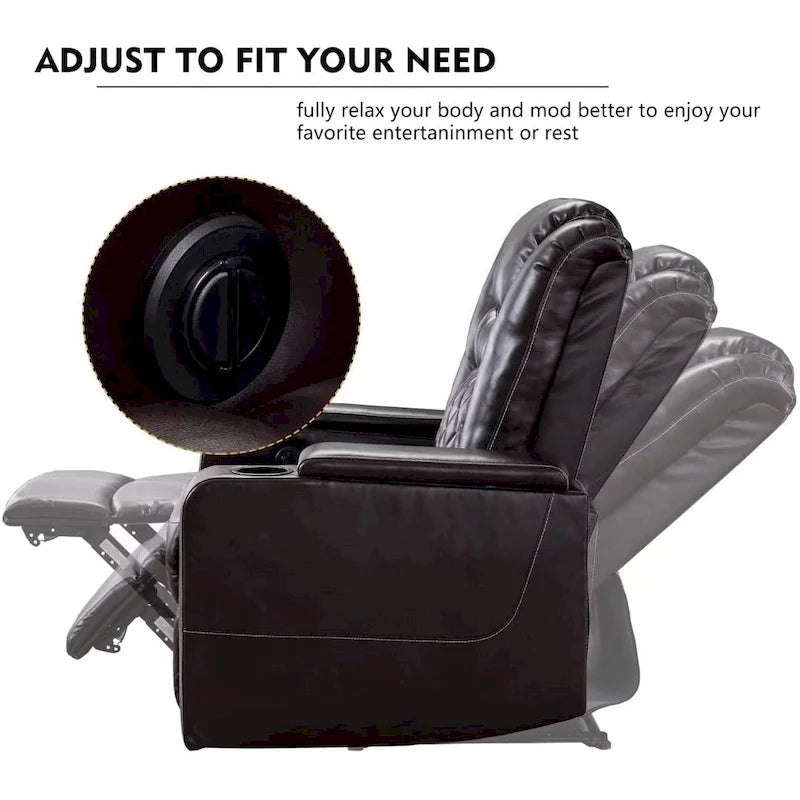 Fauteuils de cinéma maison en cuir respirant avec ports USB et porte-gobelets