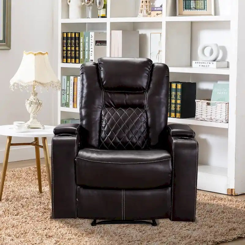 Fauteuils de cinéma maison en cuir respirant avec ports USB et porte-gobelets