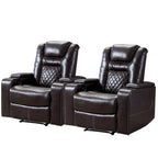 Fauteuils de cinéma maison en cuir respirant avec ports USB et porte-gobelets