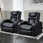 Fauteuils de cinéma maison en cuir respirant avec ports USB et porte-gobelets