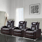 Fauteuils de cinéma maison en cuir respirant avec ports USB et porte-gobelets