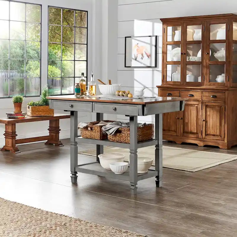 Îlot de cuisine Elena bicolore style antique par iNSPIRE Q Classic