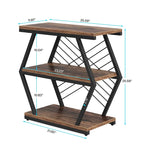 Table d'appoint à 3 niveaux avec rangement, style industriel, avec 3 étagères ouvertes.