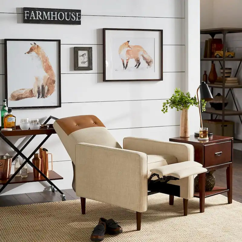 Leo Two-tone Push-back Recliner Chair by iNSPIRE Q Classic