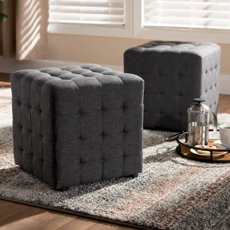 Ensemble ottoman 2 pièces en tissu contemporain