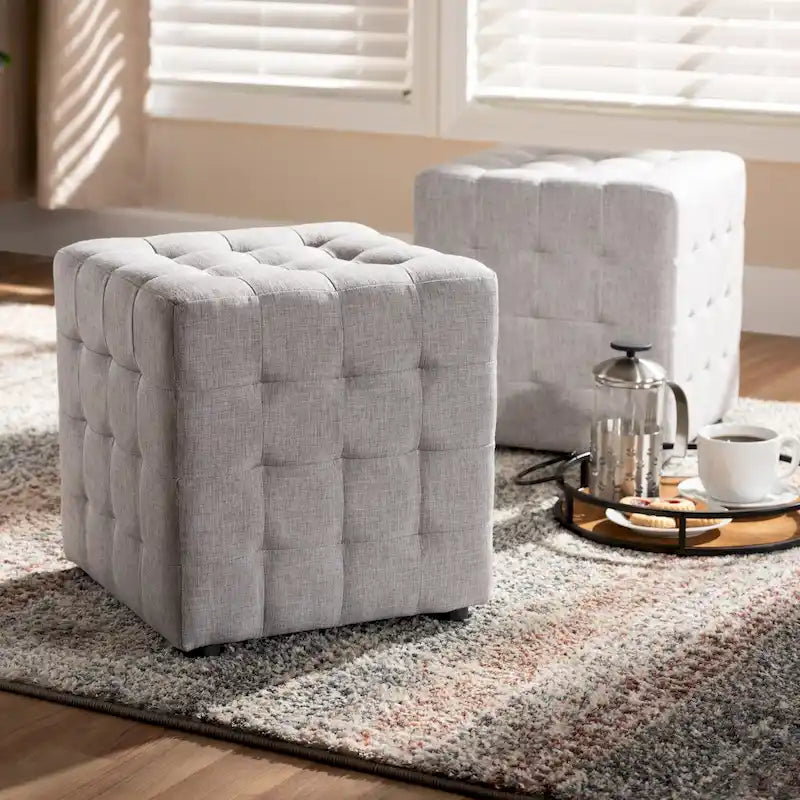 Ensemble ottoman 2 pièces en tissu contemporain