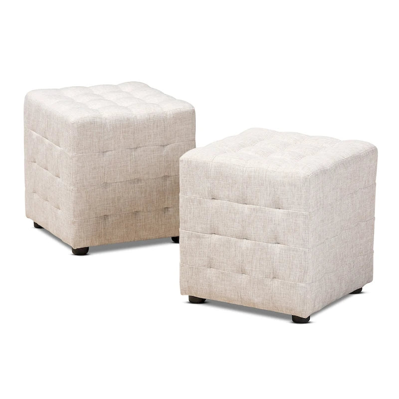 Ensemble ottoman 2 pièces en tissu contemporain
