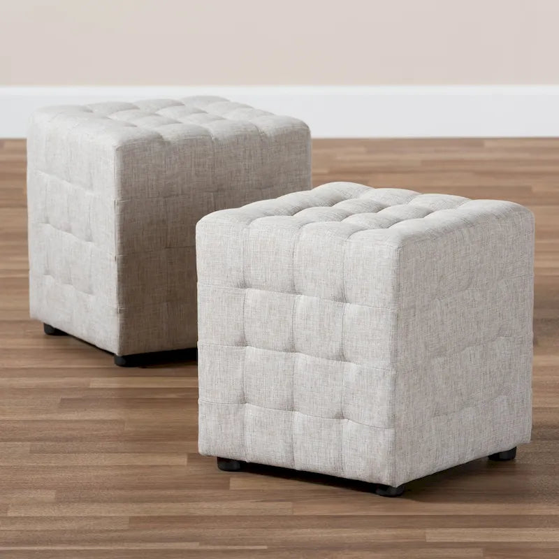 Ensemble ottoman 2 pièces en tissu contemporain