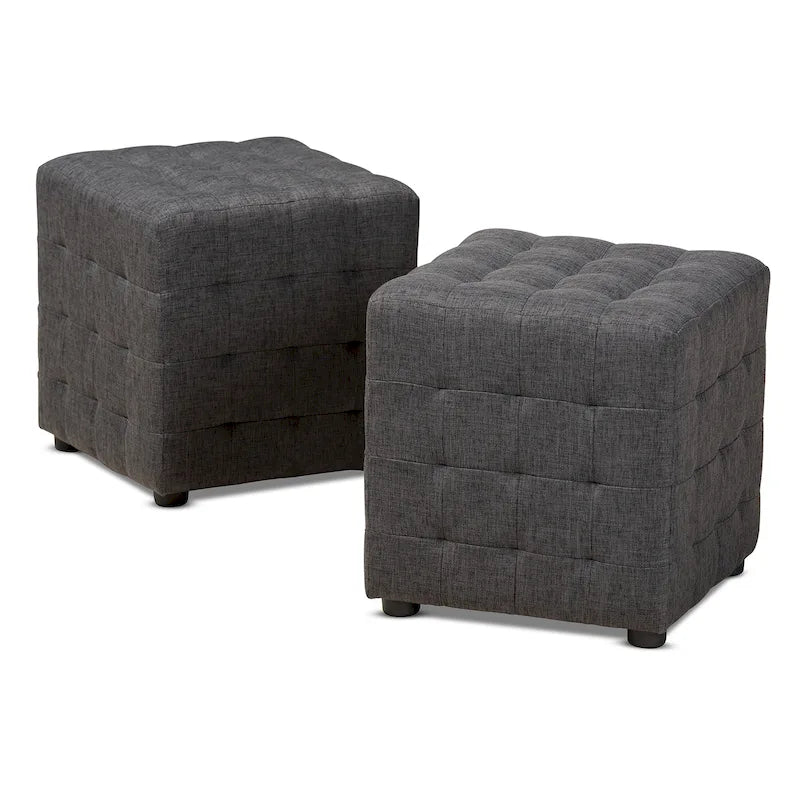 Ensemble ottoman 2 pièces en tissu contemporain