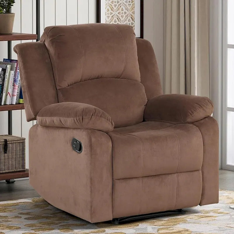 Fauteuil inclinable manuel, fauteuil inclinable rembourré en tissu doux, canapé une place pour salon ou chambre à coucher