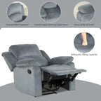 Fauteuil inclinable manuel, fauteuil inclinable rembourré en tissu doux, canapé une place pour salon ou chambre à coucher