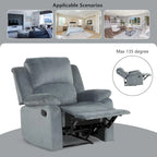 Fauteuil inclinable manuel, fauteuil inclinable rembourré en tissu doux, canapé une place pour salon ou chambre à coucher