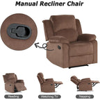 Fauteuil inclinable manuel, fauteuil inclinable rembourré en tissu doux, canapé une place pour salon ou chambre à coucher
