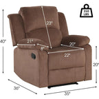 Fauteuil inclinable manuel, fauteuil inclinable rembourré en tissu doux, canapé une place pour salon ou chambre à coucher