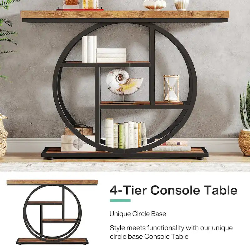 Console d'entrée, table basse industrielle à 4 niveaux à placer derrière le canapé