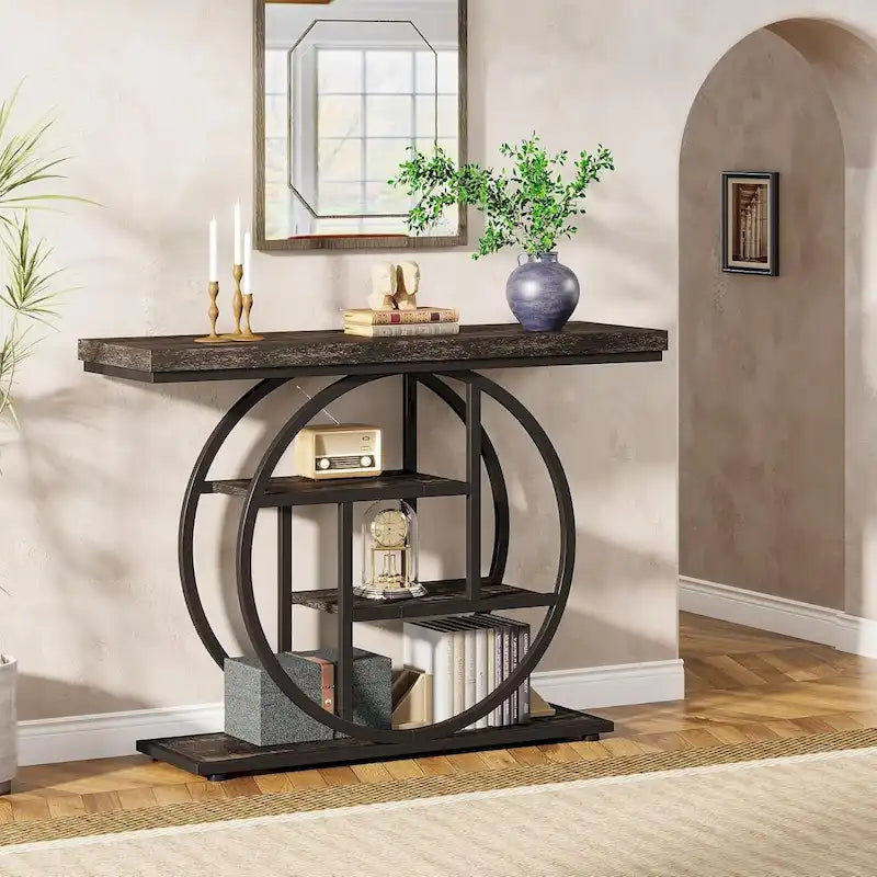 Console d'entrée, table basse industrielle à 4 niveaux à placer derrière le canapé