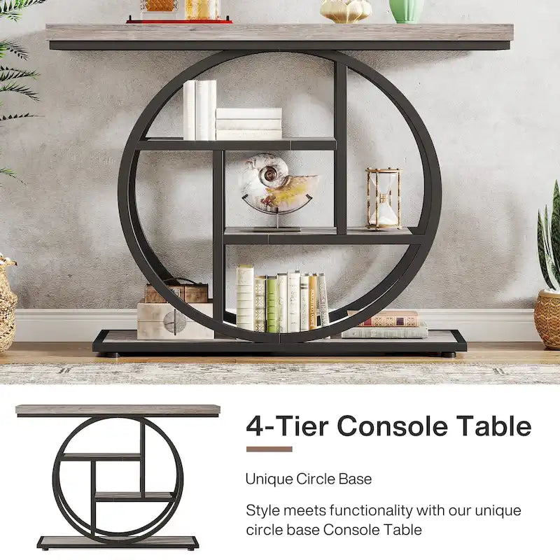 Console d'entrée, table basse industrielle à 4 niveaux à placer derrière le canapé