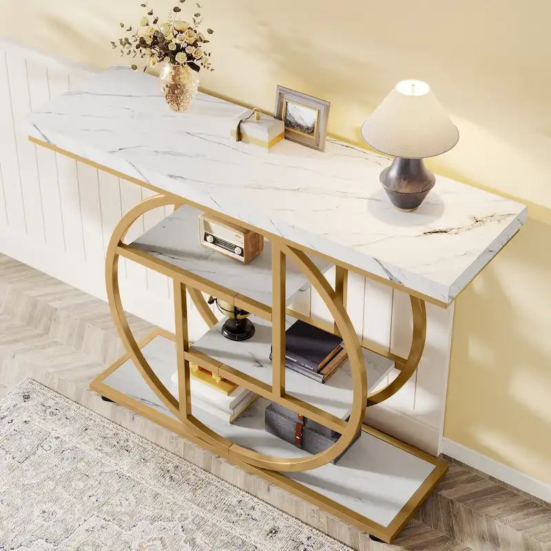 Console d'entrée, table basse industrielle à 4 niveaux à placer derrière le canapé