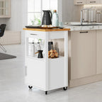 Chariot de cuisine Futzca avec rangement, table d'appoint roulante avec plan de travail, blanc - Non disponible