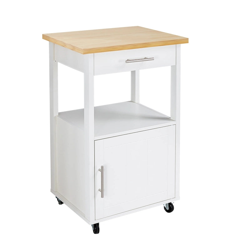 Chariot de cuisine Futzca avec rangement, table d'appoint roulante avec plan de travail, blanc - Non disponible