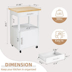 Chariot de cuisine Futzca avec rangement, table d'appoint roulante avec plan de travail, blanc - Non disponible