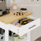 Chariot de cuisine Futzca avec rangement, table d'appoint roulante avec plan de travail, blanc - Non disponible