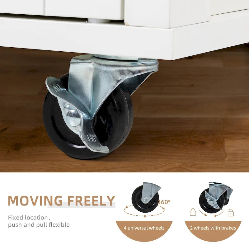 Chariot de cuisine Futzca avec rangement, table d'appoint roulante avec plan de travail, blanc - Non disponible