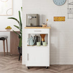 Chariot de cuisine Futzca avec rangement, table d'appoint roulante avec plan de travail, blanc - Non disponible