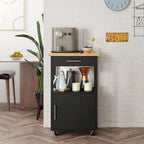 Chariot de cuisine Futzca avec rangement, table d'appoint roulante avec plan de travail, blanc - Non disponible