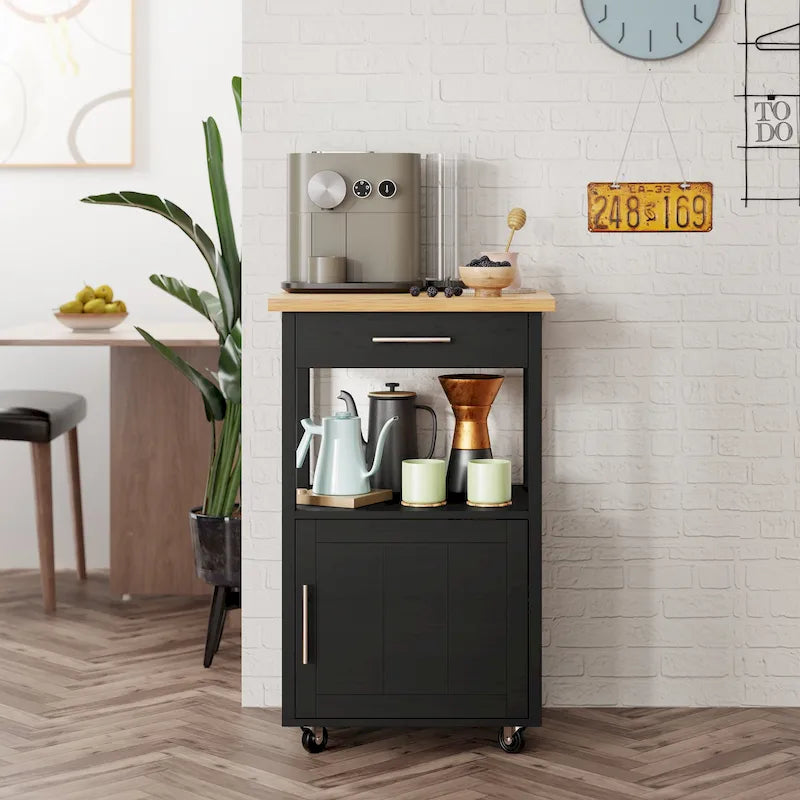 Chariot de cuisine Futzca avec rangement, table d'appoint roulante avec plan de travail, blanc - Non disponible