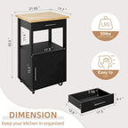 Chariot de cuisine Futzca avec rangement, table d'appoint roulante avec plan de travail, blanc - Non disponible