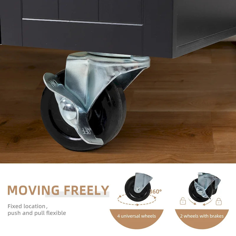 Chariot de cuisine Futzca avec rangement, table d'appoint roulante avec plan de travail, blanc - Non disponible