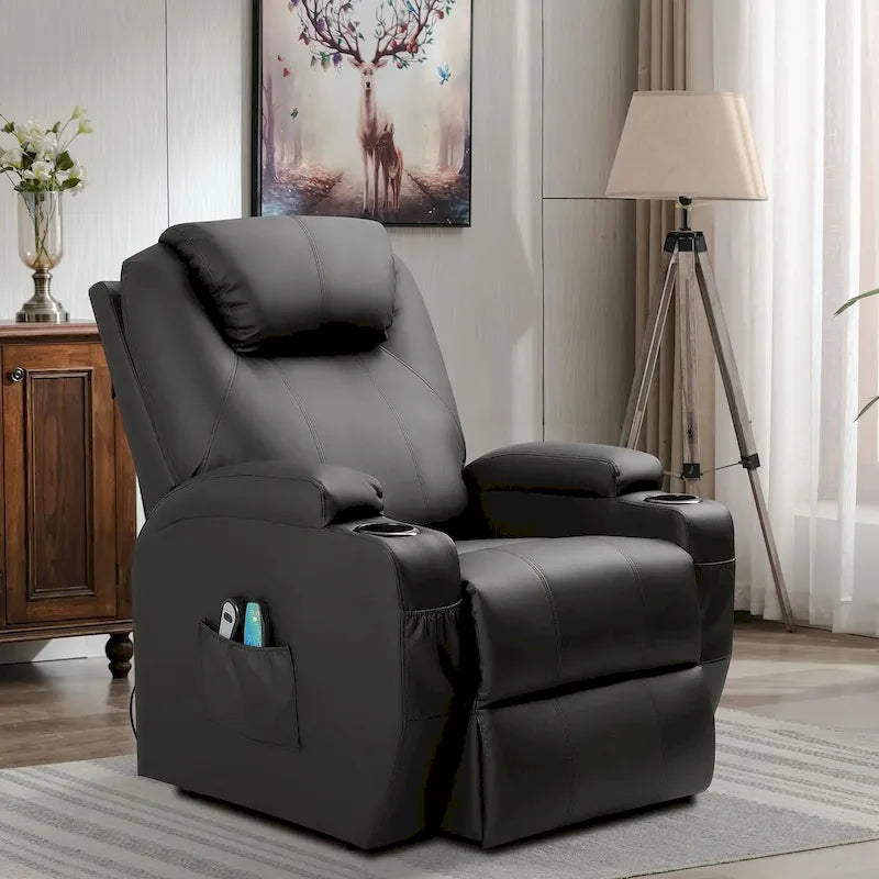 Fauteuil inclinable LACOO à levage électrique, en cuir PU, avec fonction massage