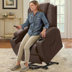 Fauteuil inclinable LACOO à levage électrique, en cuir PU, avec fonction massage
